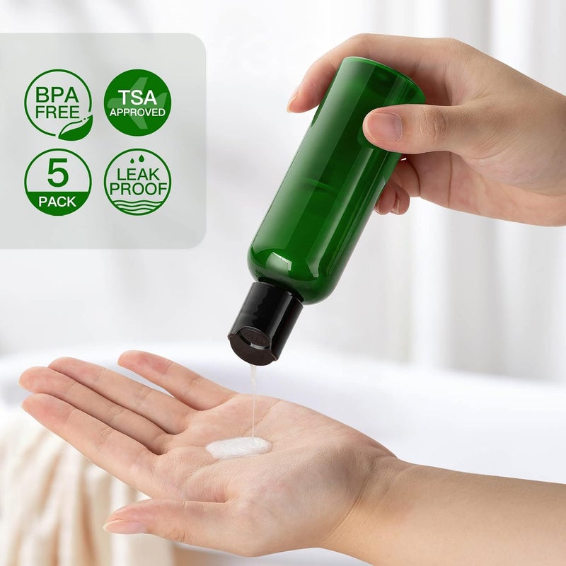 owlyee Travel Bottles for Toiletries 3.4 oz - Travel Size Containers for Shampoo Plastic - Small Empty Lotion Squeeze Bottle for Liquid TSA Approved - Leak Proof Mini Conditioner Refillable Green 100ml - Image 2